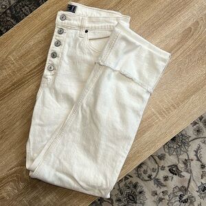 A&F Off White Ultra High Rise Jean